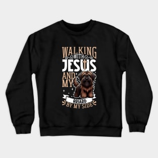 Jesus and dog - Briard Crewneck Sweatshirt